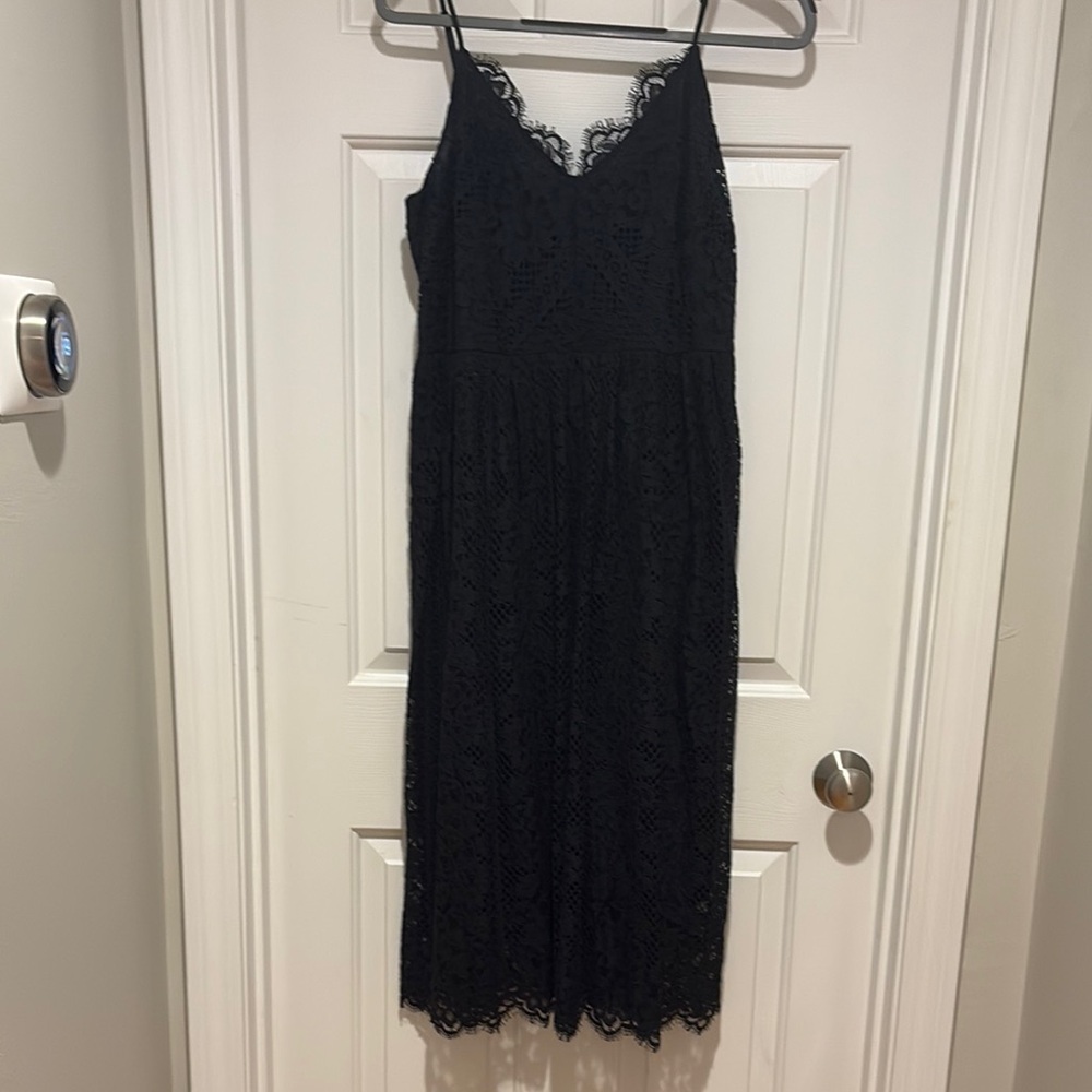 Express Black Spaghetti Strap Slip Midi Dress